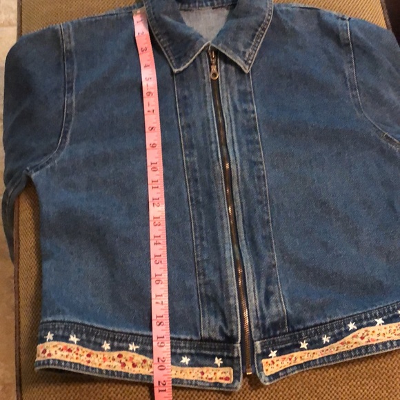 Vintage Agapo American Flag Denim Jacket, Decorative trim w/embroidered stars, - Picture 13 of 15